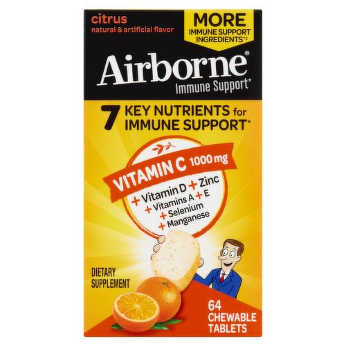 Airborne Citrus Immune Support Dietary Supplement, 64 count