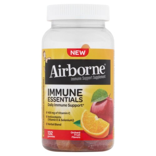 Airborne Immune Essentials Orchard Fruit Flavors Immune Support Supplement, 132 count