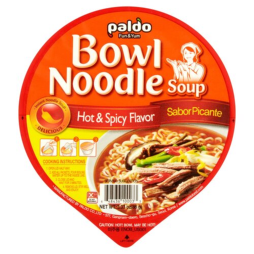 Paldo Hot & Spicy Flavor Bowl Noodle Soup, 3.03 oz