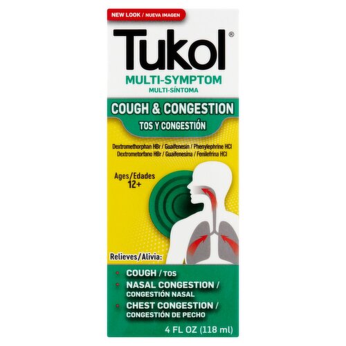 Tukol Multi-Symptom Cough & Congestion Liquid, Ages 12+, 4 fl oz