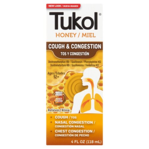 Tukol Honey Cough & Congestion Syrup, Ages 12+, 4 fl oz