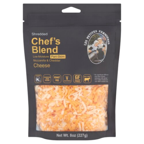  Les Petites Fermieres Shredded Chef's Blend Mozzarella & Cheddar Cheese, 8 oz