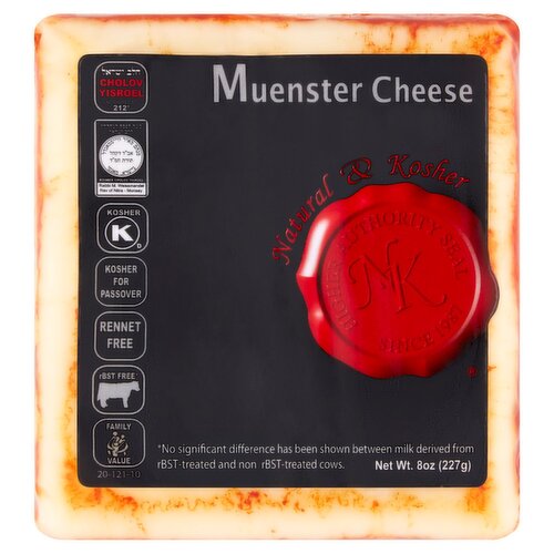 Natural & Kosher Muenster Cheese, 8 oz