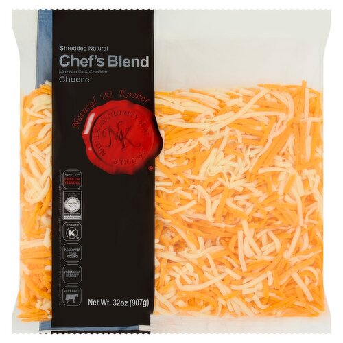 Natural & Kosher Shredded Natural Chef's Blend Mozzarella & Cheddar Cheese, 32 oz