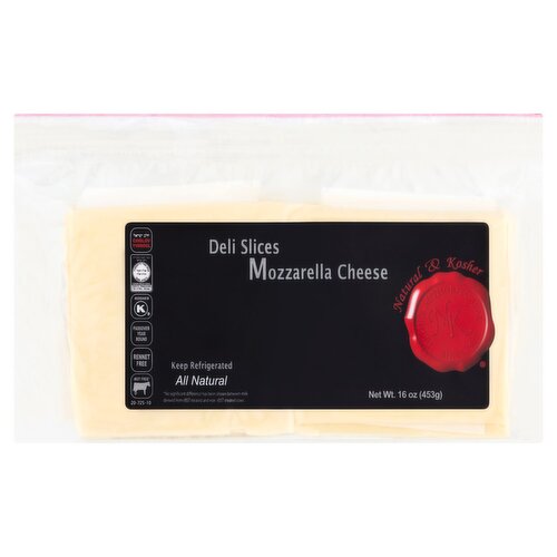 Natural & Kosher Deli Slices Mozzarella Cheese, 16 oz