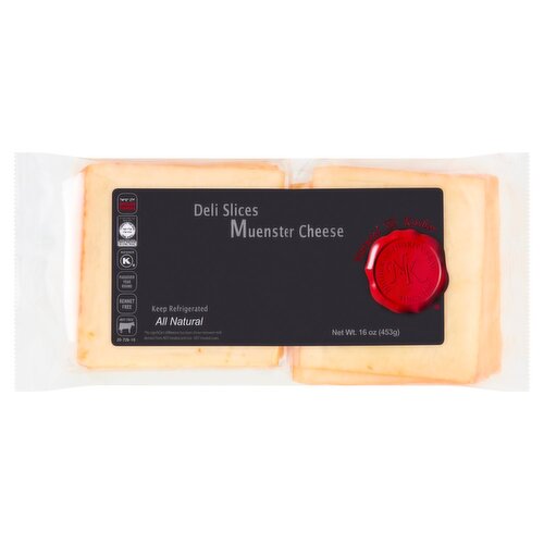 Natural & Kosher Deli Slices Muenster Cheese, 16 oz