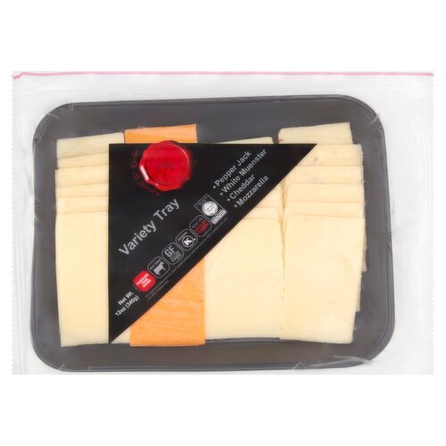 Natural & Kosher Pepper Jack, White Muenster, Cheddar, Mozzarella Variety Tray Cheese, 12 oz