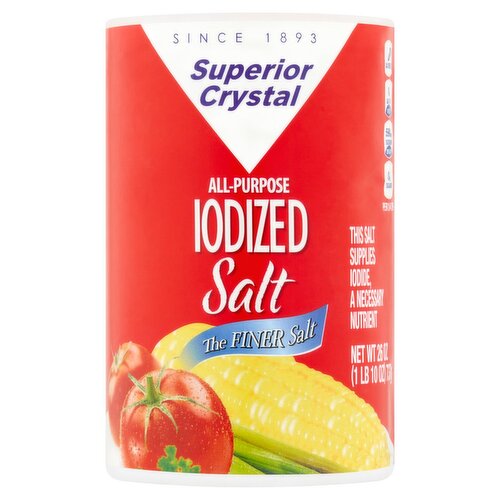 Superior Crystal All-Purpose Iodized Salt, 26 oz