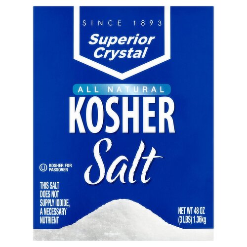 Superior Crystal All Natural Kosher Salt, 48 oz