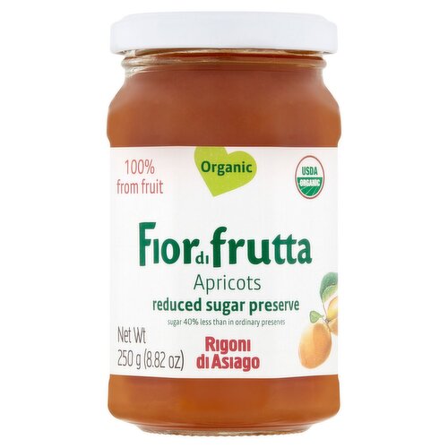 Rigoni di Asiago Organic Fior di Frutta Apricots Reduced Sugar Preserve, 8.82 oz