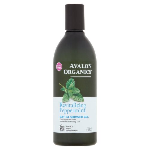 Avalon Organics Revitalizing Peppermint Bath & Shower Gel, 12 fl oz