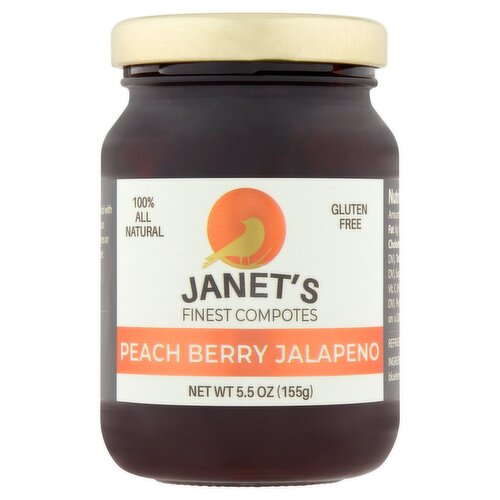 Janet's Finest Compotes Peach Berry Jalapeno Compote, 5.5 oz