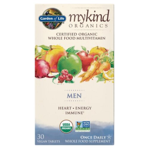 Garden of Life Mykind Organics Men Once Daily Whole Food Supplement, 30 count