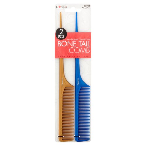 Donna Premium Collection #7760 Assort Bone Tail Comb, 2 count