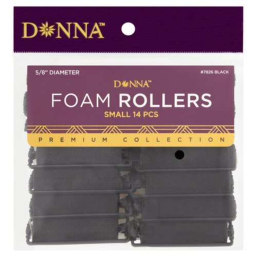 Donna Premium Collection #7826 Black Foam Rollers, Small, 14 count