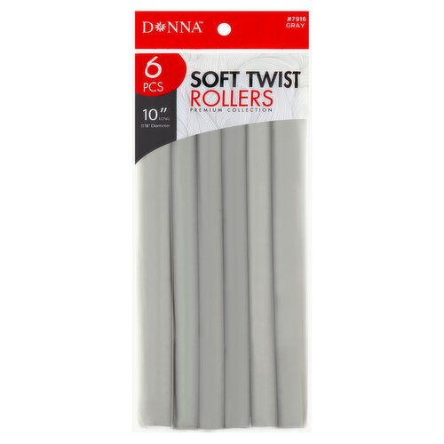 Donna Premium Collection #7916 Gray Soft Twist Rollers, 6 count