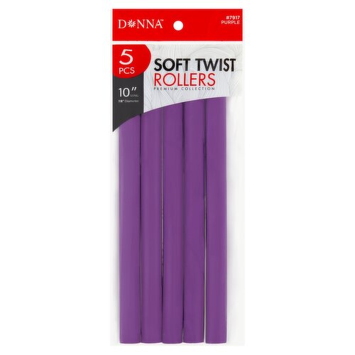 Donna Premium Collection #7917 Purple 10" Long Soft Twist Rollers, 5 count