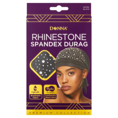 Donna #22192 Black Rhinestone Spandex Durag