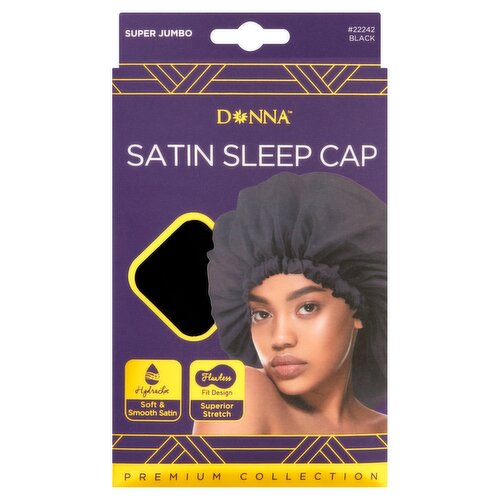 Donna Super Jumbo #22242 Black Satin Sleep Cap