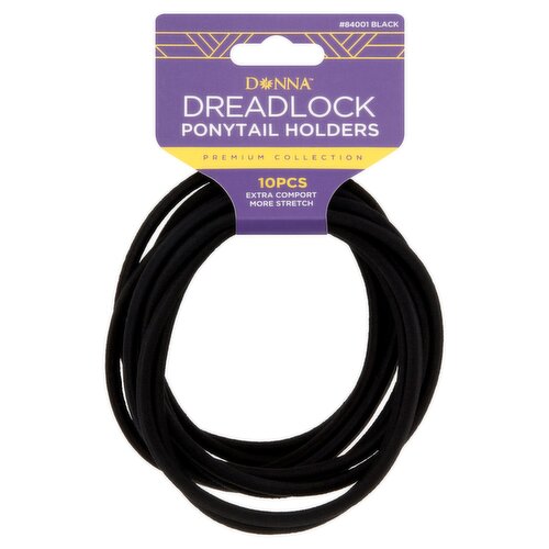 Donna #84001 Black Dreadlock Ponytail Holders, 10 count