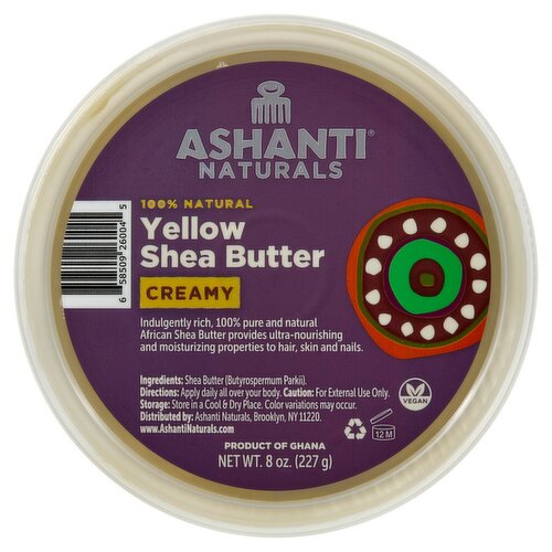 Ashanti Naturals Creamy Yellow Shea Butter, 8 oz