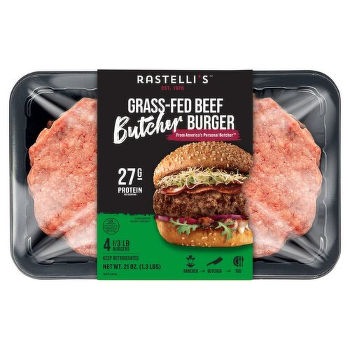 Rastelli's Grass-Fed Beef Butcher Burger, 1/3 lb, 4 count