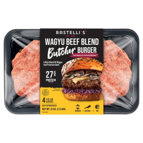 Rastelli's Wagyu Beef Blend Butcher Burger, 1/3 lb, 4 count