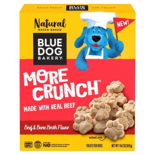 Blue Dog Bakery More Crunch Beef & Bone Broth Flavor Treats for Dogs, 2 oz