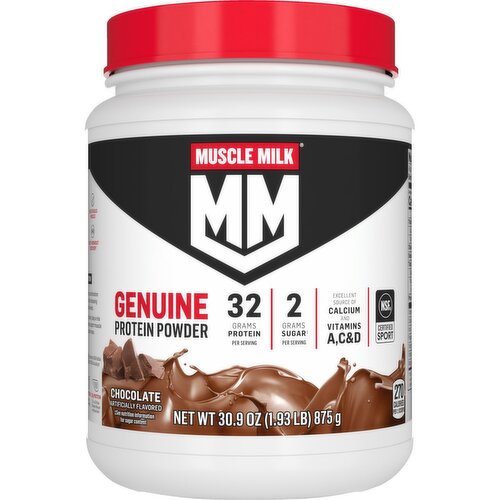 Muscle Milk Genuine Protein Powder Chocolate Artificially Flavored 30.9 Oz