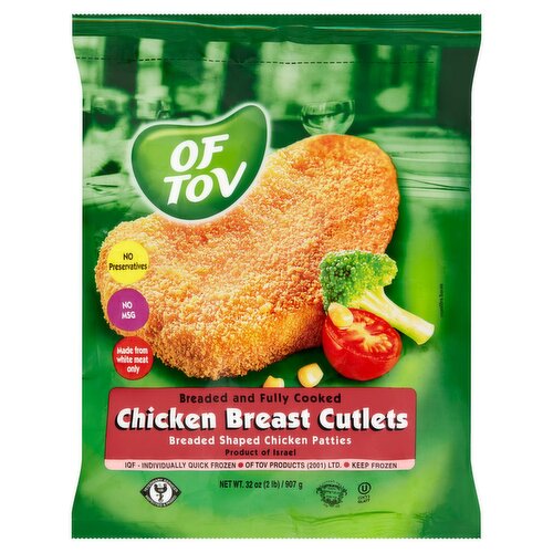 Of Tov Chicken Breast Cutlets, 32 oz