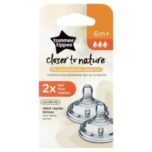 Tommee Tippee Closer to Nature Fast Flow Nipples, 6m+, 2 count