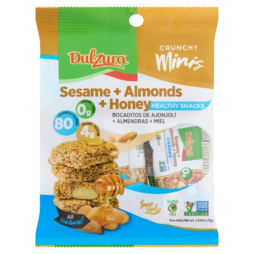 Dulzura Crunchy Minis Sesame + Almonds + Honey Healthy Snacks, 2.64 oz