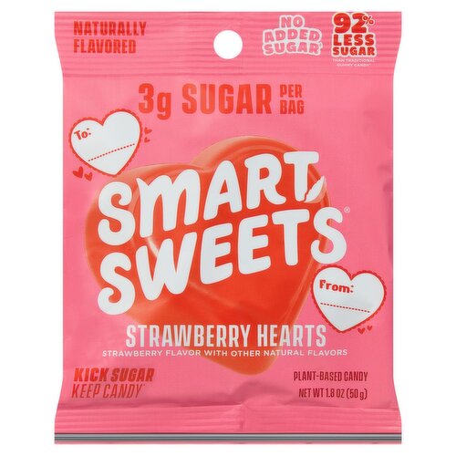 Smart Sweets Strawberry Hearts Plant-Based Candy, 1.8 oz