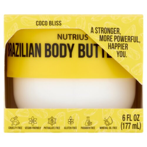Nutrius Coco Bliss Brazilian Body Butter Cream, 6 fl oz