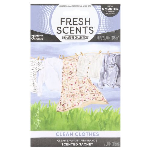 Fresh Scents Signature Collection Clean Clothes Scented Sachet, 3 Count