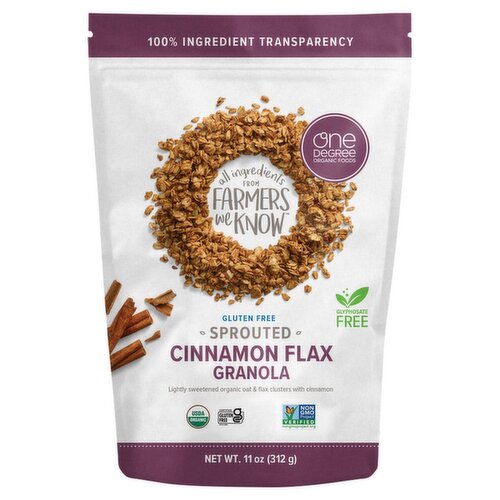 One Degree Organic Foods Sprouted Cinnamon Flax Granola, 11 oz