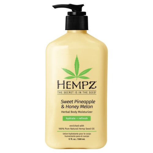 Hempz Hydrate + Refresh Sweet Pineapple & Honey Melon Herbal Body Moisturizer, 17 fl oz