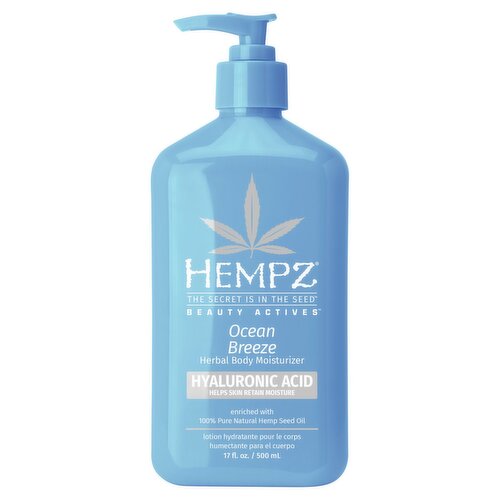 Hempz Ocean Breeze Hyaluronic Acid Herbal Body Moisturizer, 17 fl oz