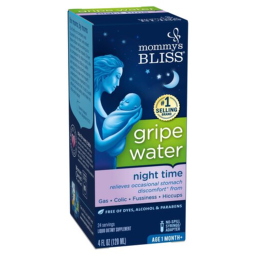 Mommy's Bliss Night Time Gripe Water Liquid Dietary Supplement, Age 1 Month+, 4 fl oz