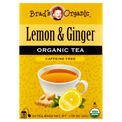 Brad's Organic Lemon & Ginger Organic Tea Bags, 20 count, 1.06 oz