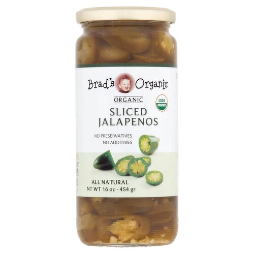 Brad's Organic Sliced Organic Jalapenos, 16 oz