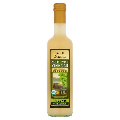 Brad's Organic Raw Unfiltered White Wine Vinegar, 16.9 fl oz