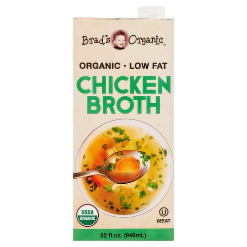 Brad's Organic Low Fat Chicken Broth, 32 fl oz