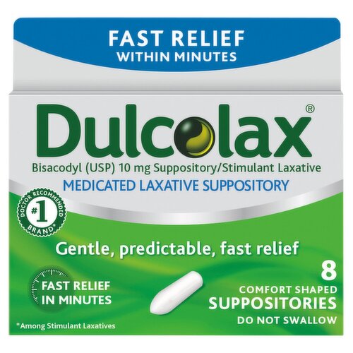 Dulcolax Medicated Laxative Comfort Shaped Suppositories, 8 count