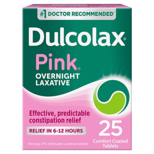 Dulcolax Pink Overnight Relief Laxative Tablets, 25 count