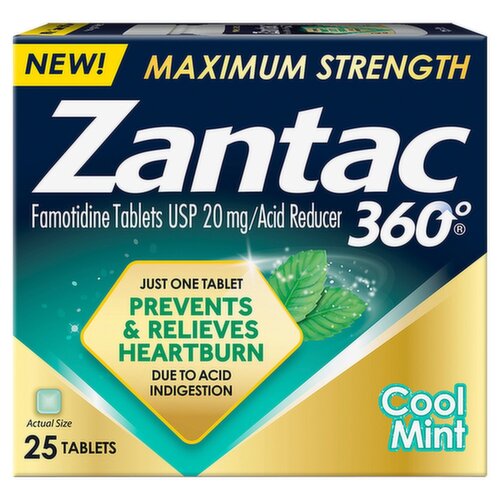 Zantac 360° Maximum Strength Cool Mint Tablets, 25 count