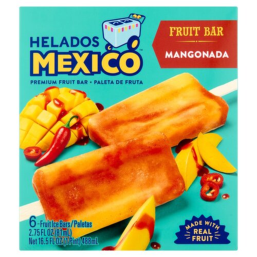 Helados Mexico Mangonada Premium Fruit Bar, 2.75 fl oz, 16.5 fl oz