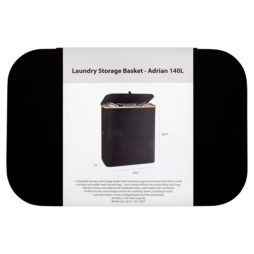 Hennez Black Adrian 140L Laundry Storage Basket