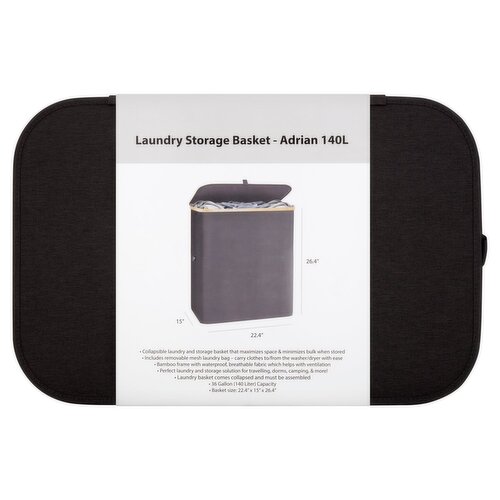 Hennez Grey Adrian 140L Laundry Storage Basket