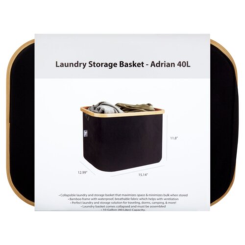 Hennez Black Adrian 40L Laundry Storage Basket